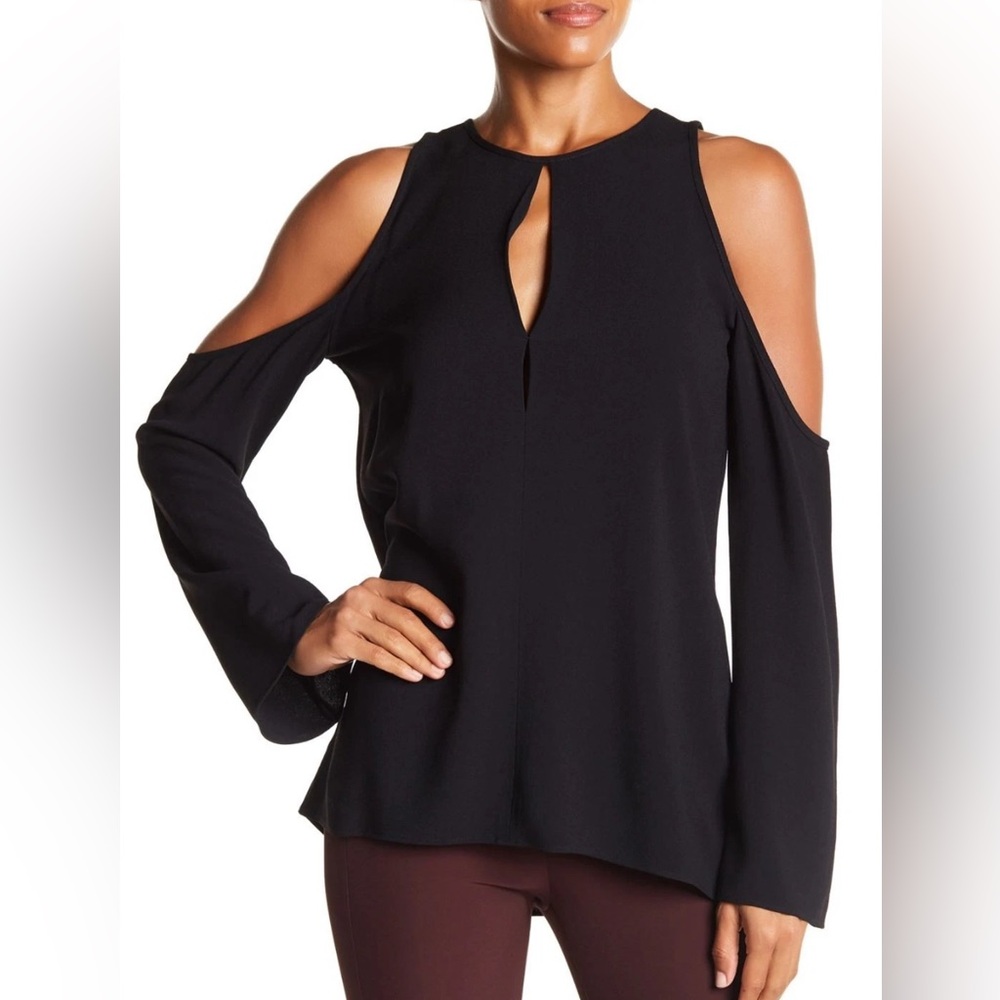 Theory Sarver Rosina Crepe Open -Shoulder Blouse P